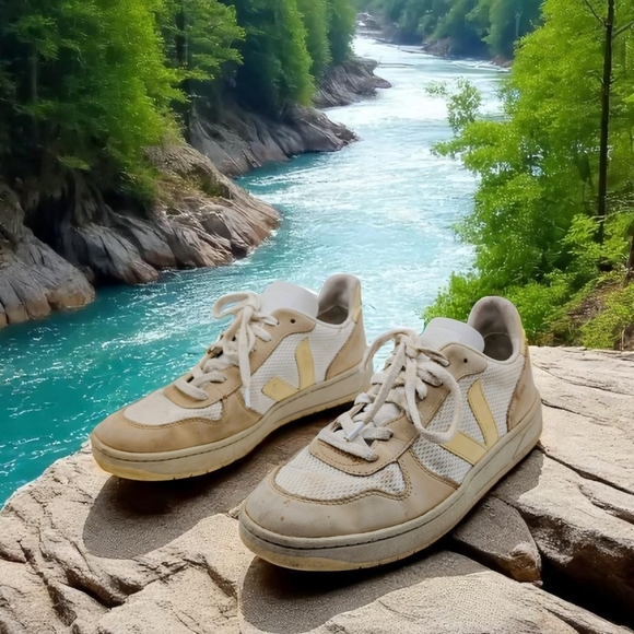 Veja Sz 9 V-10 J-MESH JUTE WHITE Off-White Sneakers - Picture 1 of 9